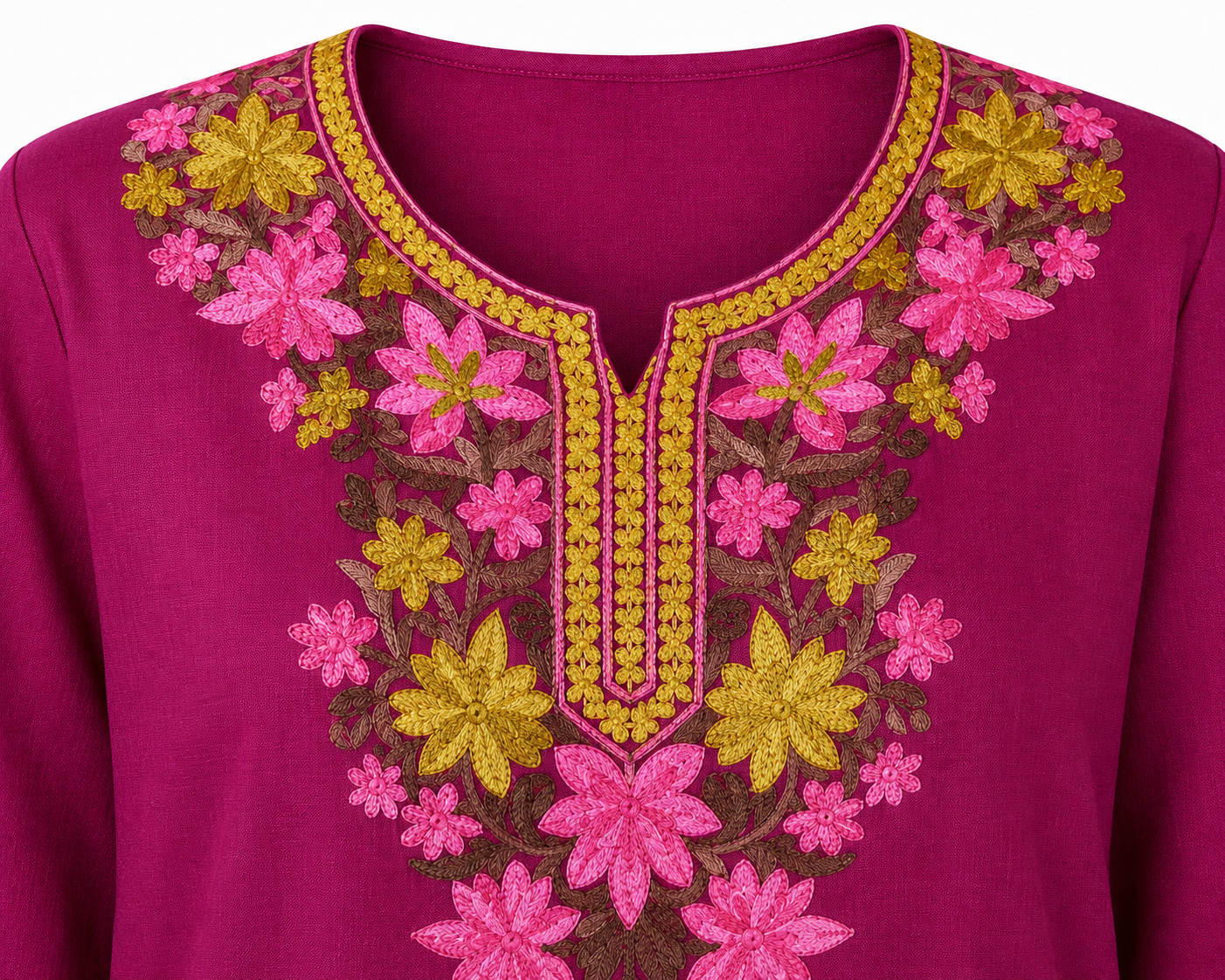 Kashmir Aari cotton Co-Ord Set | Plum